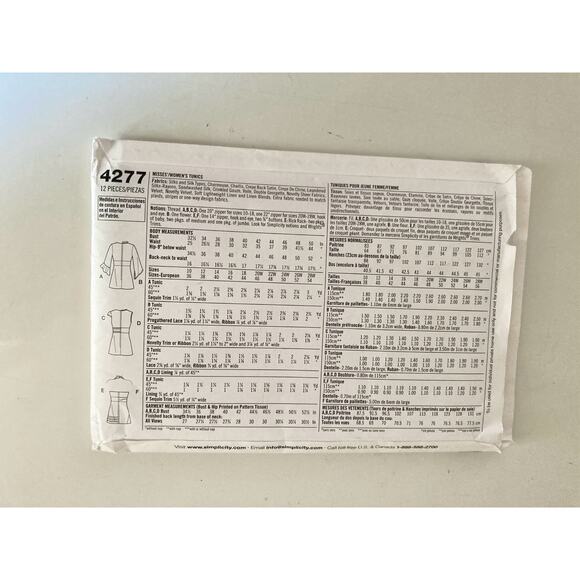 Simplicity 4277 Sewing Pattern Size 10-18  Women's Top Khaliah Ali Uncut - Picture 2 of 2